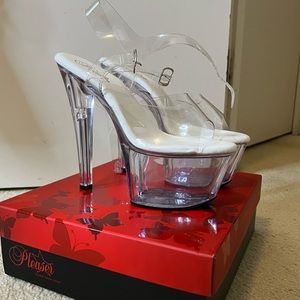 *BNIB* Pleasers 7” Clear Platform Stripper Sandals